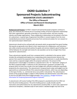 OGRD Guideline 7 Sponsored Projects Subcontracting