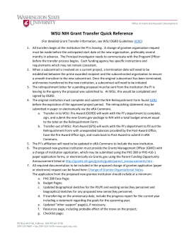 WSU NIH Grant Transfer Quick Reference