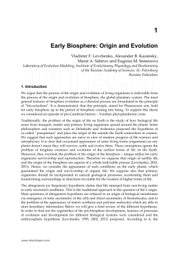 Early Biosphere: Origin and Evolution