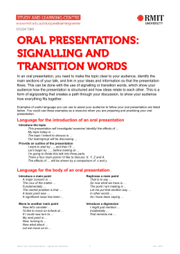 Oral presentations: signalling and transition words (PDF