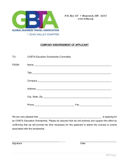 OVBTA Scholarship Applicant Employer Endorsement