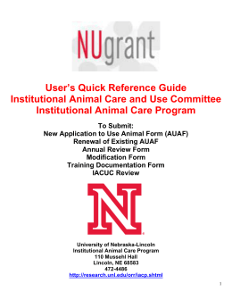 IACUC Quick Reference - NUgrant - University of Nebraska–Lincoln