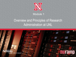 Overview and Principles of Research Administration at UNL
