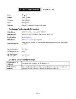 Professor`s Contact Information General Course Information