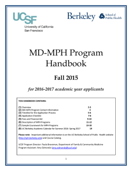 MPH Handbook 2016-2017 for Fall 2015