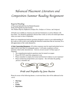 Advanced Placement Literature and Composition Summer Reading