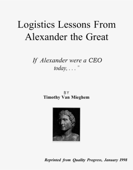 Logistics Lessons From Alexander the Great