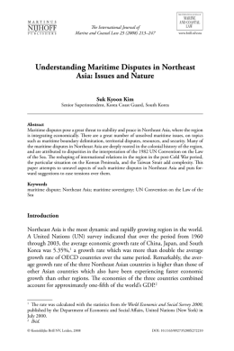 Understanding Maritime Disputes in Northeast Asia: Issues and Nature