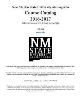Course Catalog 2016-2017 - New Mexico State University