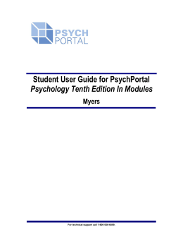 Student User Guide for PsychPortal Psychology Tenth Edition In