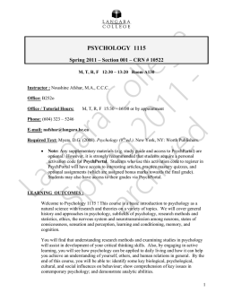 psychology 1115 - Langara College
