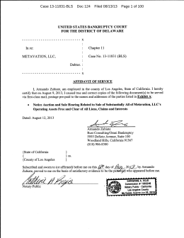 Case 13-11831-BLS Doc 124 Filed 08/13/13 Page 1 of
