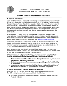 CITI training - UCSD Human Research Protections Program