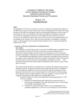 Expedited Review - UCSD Human Research Protections Program