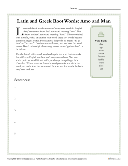 Latin and Greek Root Words: Amo and Man