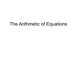 The Arithmetic of Equations