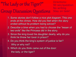 “The Lady or the Tiger?” Group Discussion Questions