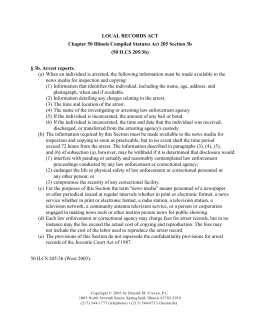 LOCAL RECORDS ACT Chapter 50 Illinois Compiled Statutes Act