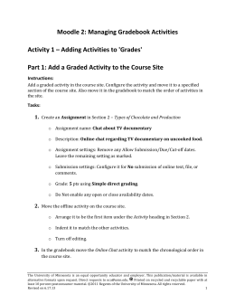 Moodle 2: Managing Gradebook Activities Activity 1