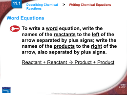Describing Chemical Reactions