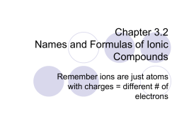 Chapter 3.2 Names and Formulas of Ionic Compounds