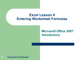 Excel Lesson 4_Entering Worksheet Formulas