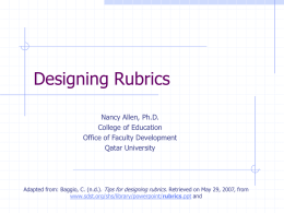 Designing Rubrics - Qatar University