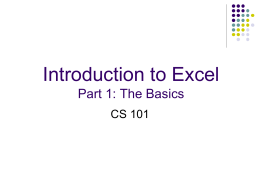Introduction to Excel - WVU