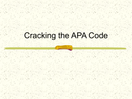 Cracking the APA Code - word