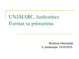 UNIMARC Authorities Format i primeri
