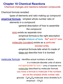 Chapter 10 - Chemical Reactions