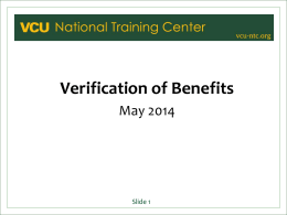 Verification of Benefits PPT May 2014