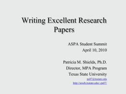 Writing Excellent Research Papers