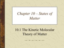 Chapter 10 – States of Matter - Belle Vernon Area School District