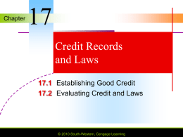 Chapter 17 Credit Records and Laws