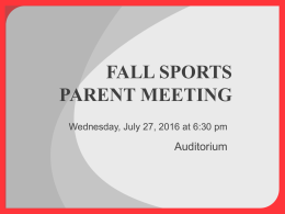fall sport parent meeting - Stafford County Public Schools