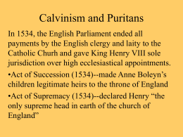 Calvinism and Puritans - Cumberland University