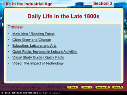 Daily Life in the Late 1800s - Section 3 Notes