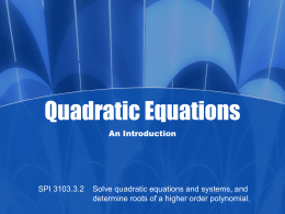 Methods Used to Solve Quadratic Equations
