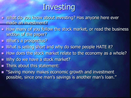 Financial Markets and Investing