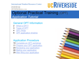Optional Practice Training (OPT) Application Tutorial