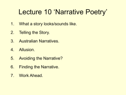 Narrative Poetry - Victoria University WWW Staff