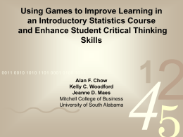 Using Games to Improve Learning in an Introductory Statistics