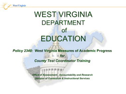 WEST VIRGINIA Department of EDUCATION