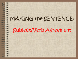 Notes on Subject/Verb Agreement File