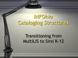 INFOhio Cataloging Structures