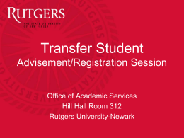 Transfer Student Advisement/Registration Process