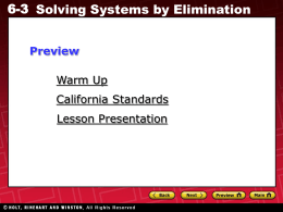 6-3 Solving Systems by Elimination