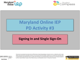 Maryland Online IEP PD Quest – OLE #2 - Sign in