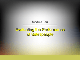 Evaluating the Performance of Salespeople